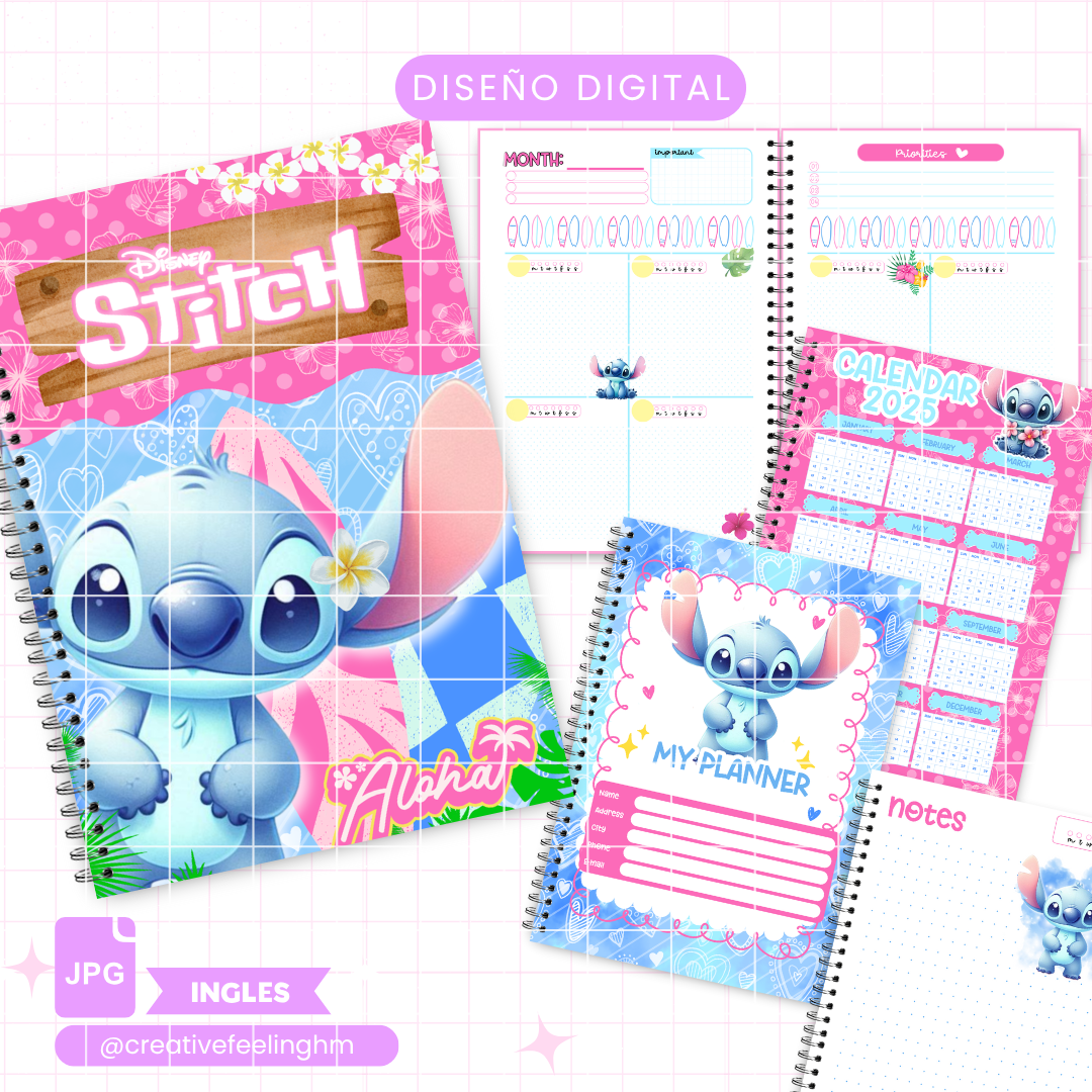 Libreta semanal Stitch Media Carta INGLES - (Archivo Digital)