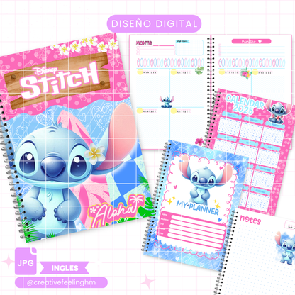 Libreta semanal Stitch Media Carta INGLES - (Archivo Digital)