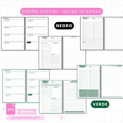 Hojas internas para Libretas de Hombres Media Carta ESPAÑOL- (Archivo Digital)