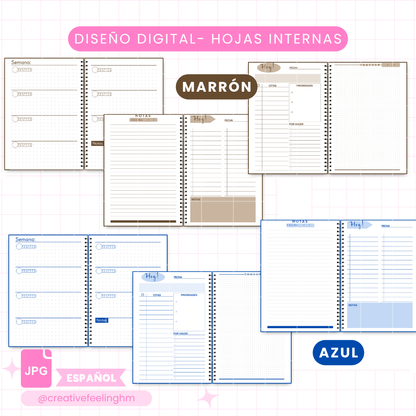 Hojas internas para Libretas de Hombres Media Carta ESPAÑOL- (Archivo Digital)