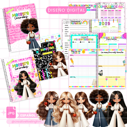 Planner semanal para maestra con estilo ESPAÑOL - (Archivo Digital)