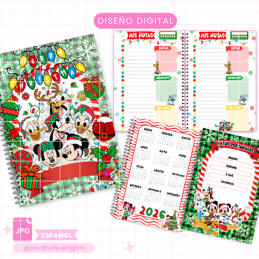 Mickey Navideño Media Carta ESPAÑOL - (Archivo Digital)