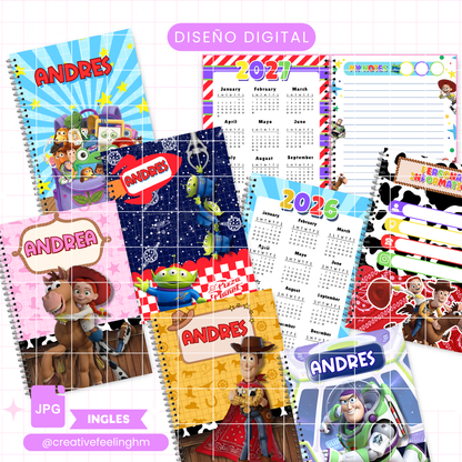 5 Portadas con Libreta de notas Toy Story INGLES- Archivo Digital 2026-2027