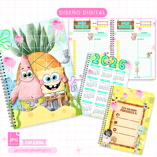 Libreta Bob Esponja, Media Carta - (Archivo Digital)