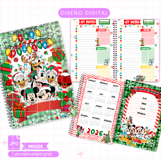 Mickey Navideño Media Carta INGLES - (Archivo Digital)