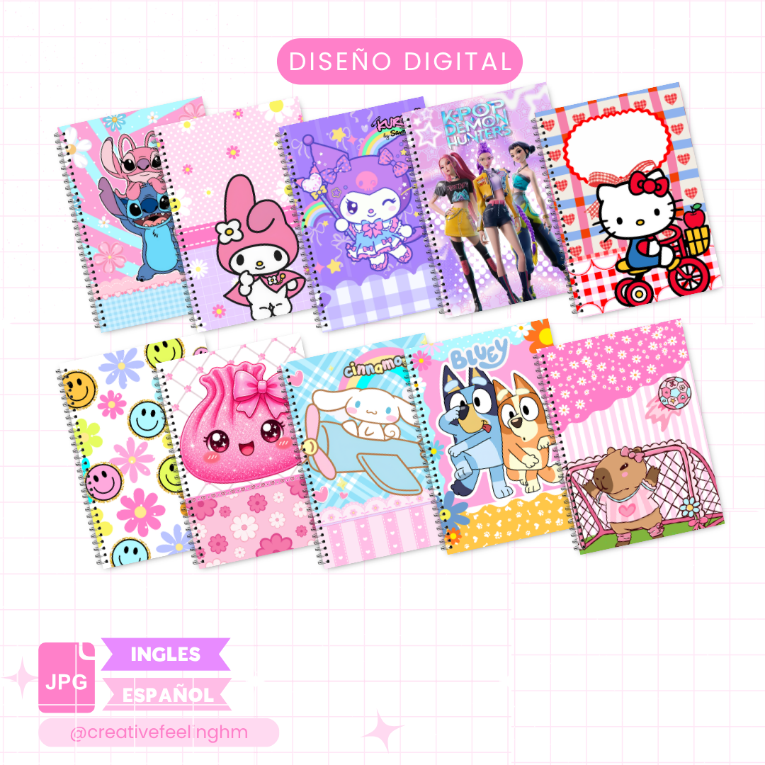 10 Portadas de Cuadernos Escolares para Niñas - Archivo Digital
