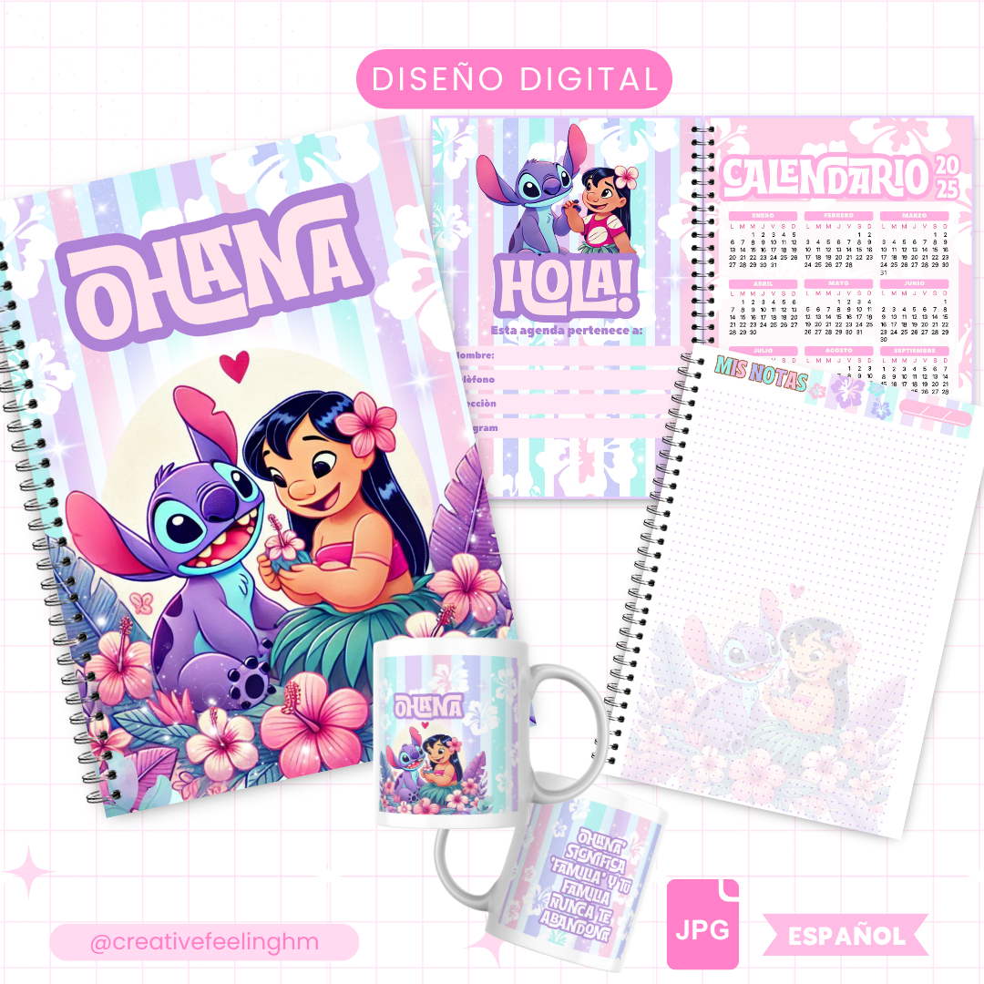 Lilo & Stitch Libreta de Notas Media Carta - Taza (Archivo Digital)