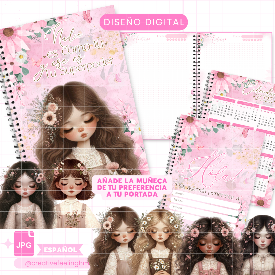 Niña Flores ,Libreta de Notas Media Carta - (Archivo Digital)