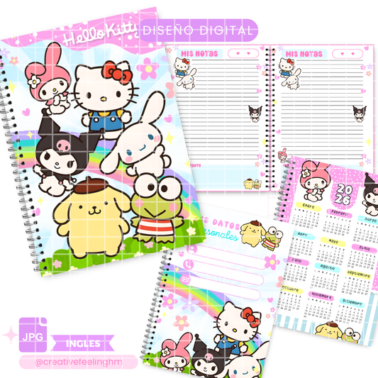 Libreta Hello Kitty y sus amigos ESPAÑOL - (Archivo Digital)