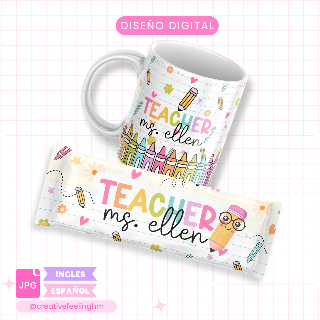 Kit para maestra, Taza + Empaque de chocolate Hersey - (Archivo Digital)
