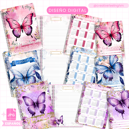 3 Libretas de Mariposas Media Carta - (Archivo Digital)