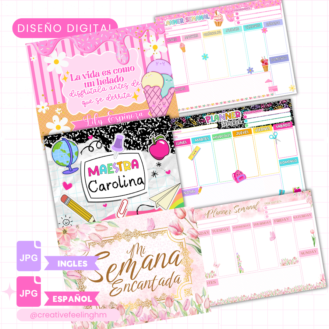 Planner semanal PRE-CRAFTFEST en ESPAÑOL Y INGLES - (Archivo Digital)