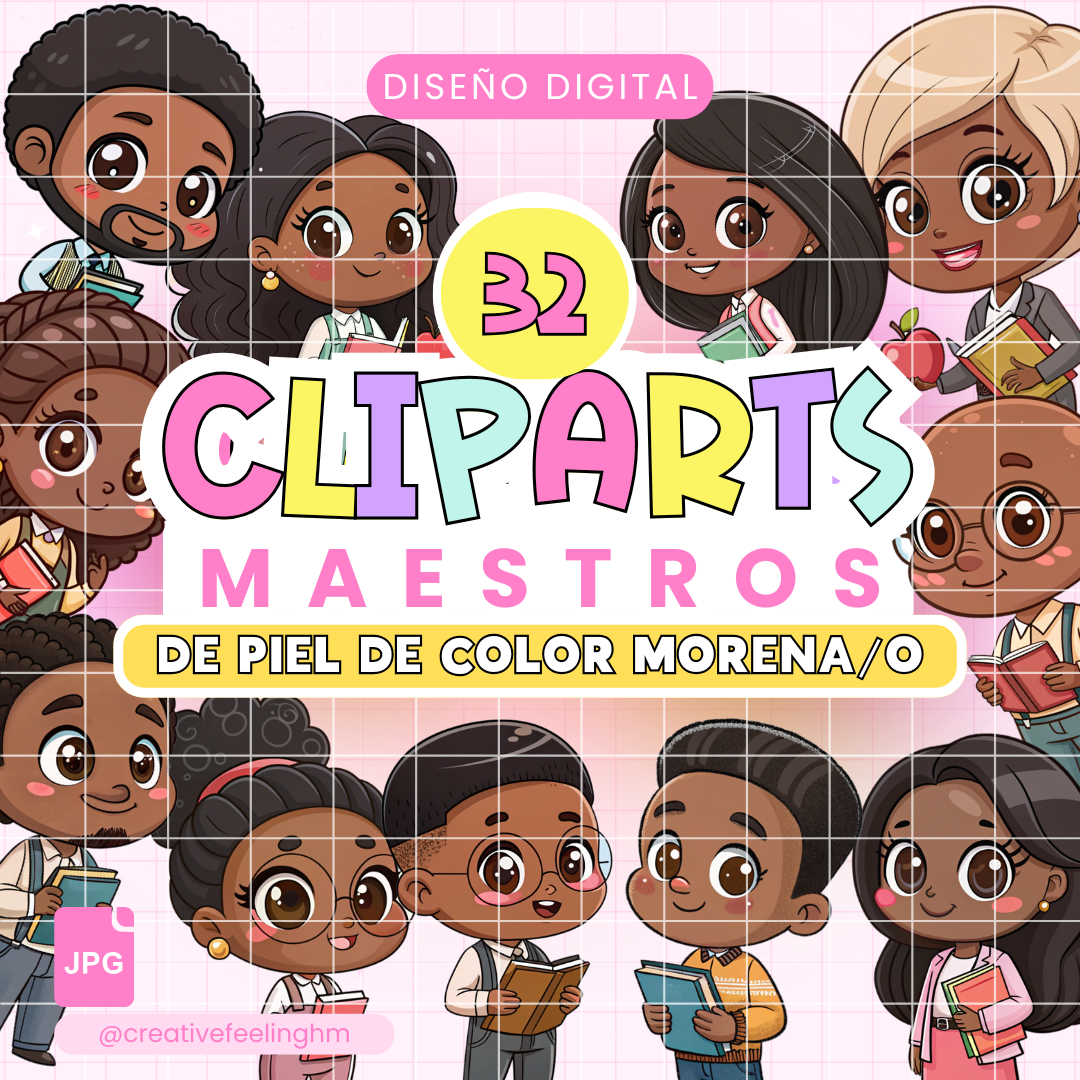 32 Clipart de muñequitos de color - (Archivo Digital)