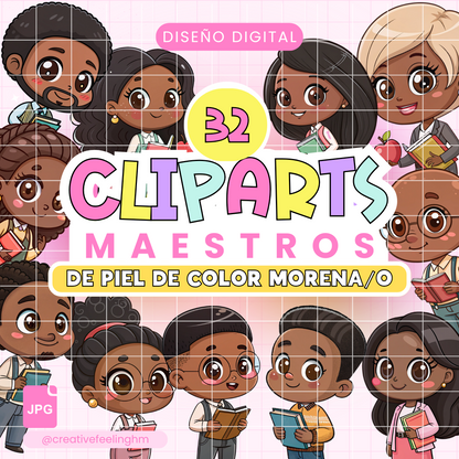 32 Clipart de muñequitos de color - (Archivo Digital)