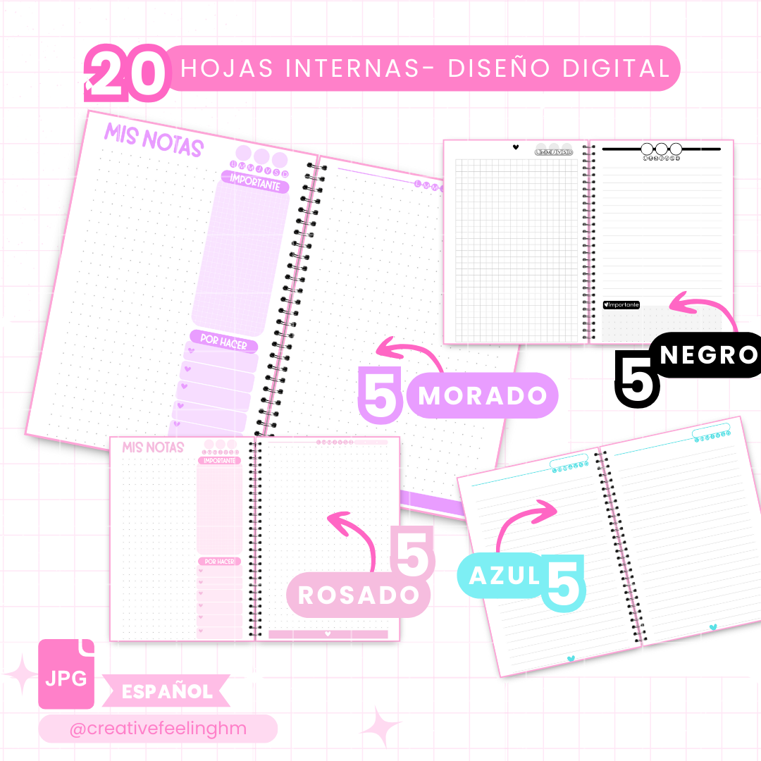 Hojas internas para Libretas Media Carta - (Archivo Digital)