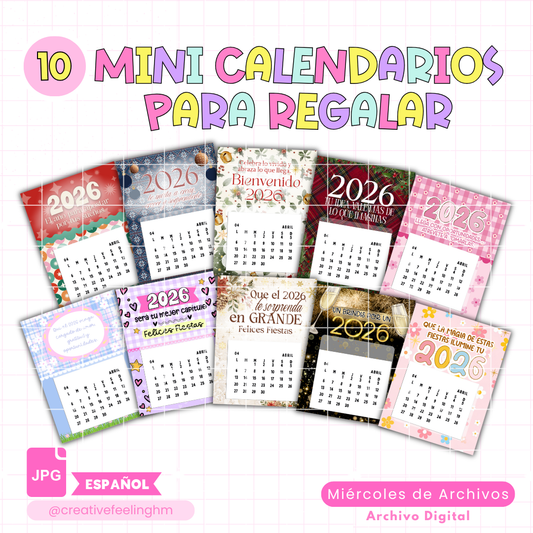 10 Mini Calendarios para regalar ESPAÑOL - (Archivo Digital)