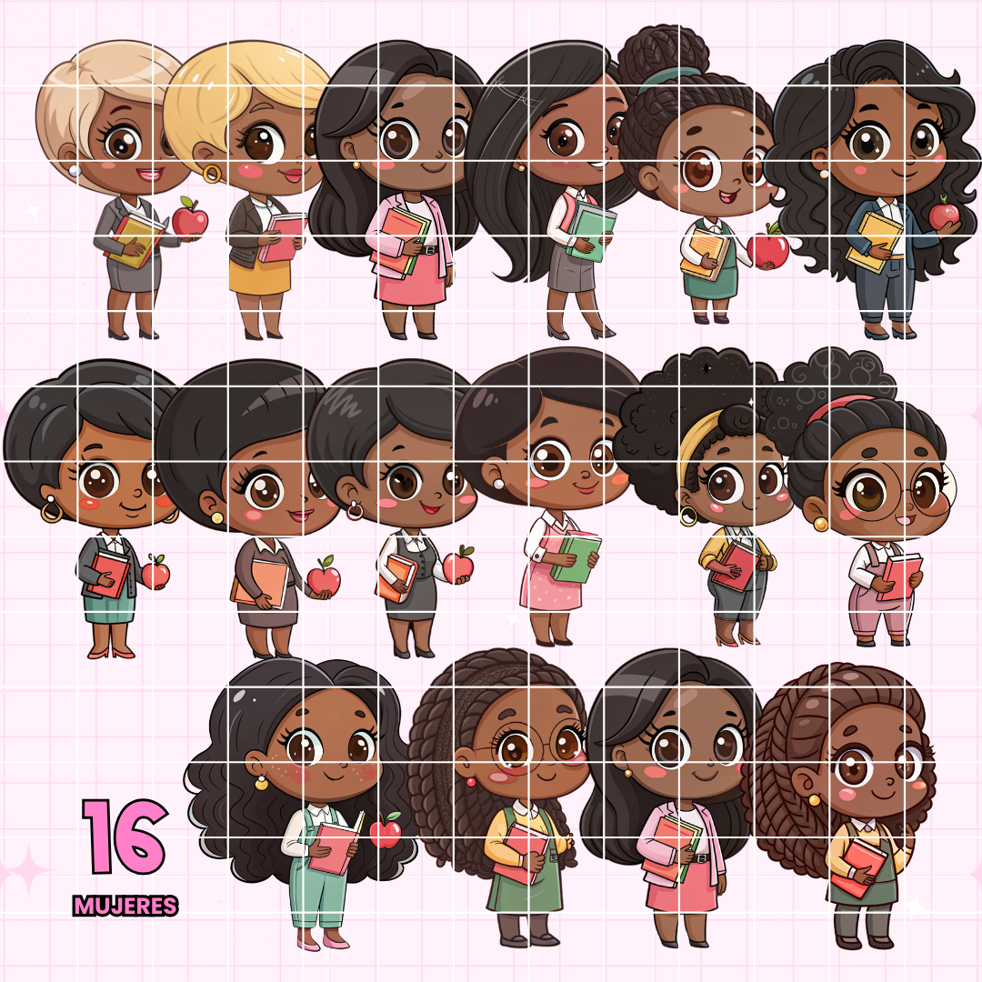 32 Clipart de muñequitos de color - (Archivo Digital)