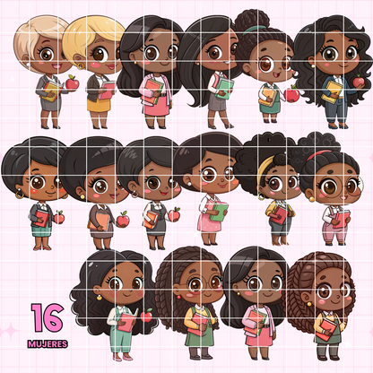 32 Clipart de muñequitos de color - (Archivo Digital)