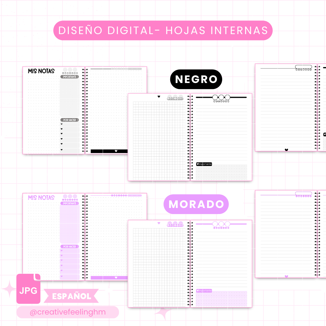 Hojas internas para Libretas Media Carta - (Archivo Digital)