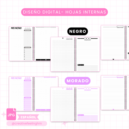 Hojas internas para Libretas Media Carta - (Archivo Digital)