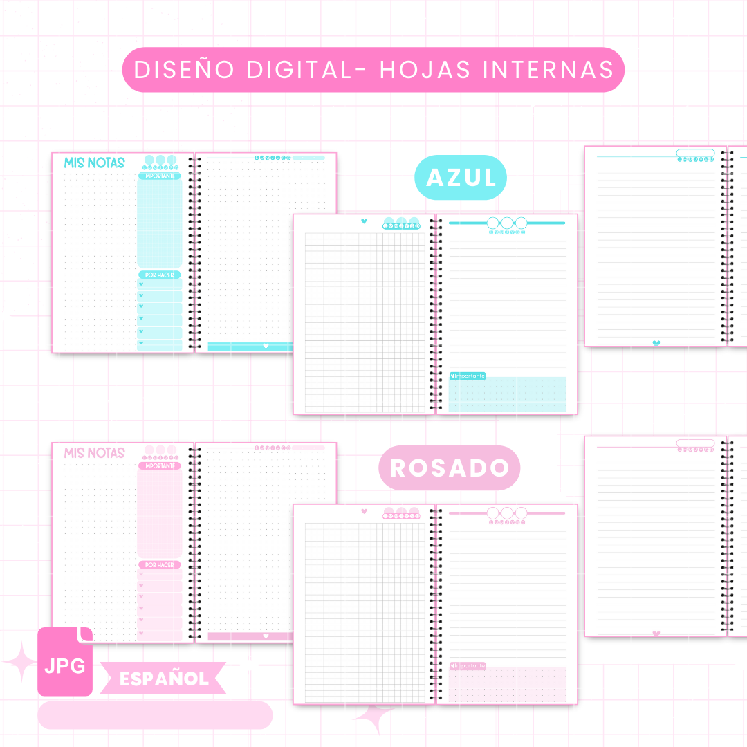 Hojas internas para Libretas Media Carta - (Archivo Digital)