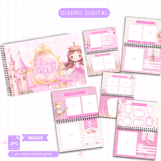 Álbum de bebé para Niña de Princesa - INGLES - (Archivo Digital)