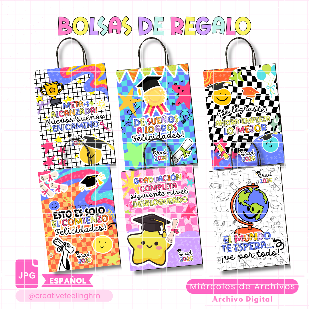 Bolsas de regalos Graduación. ESPAÑOL - (Archivo Digital)