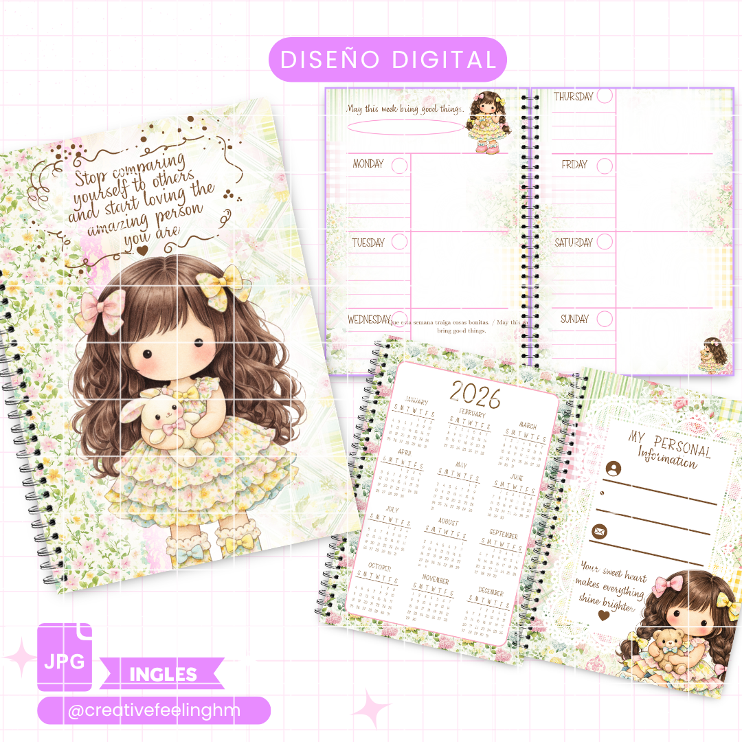 Planner semanal Primaveral Vintage INGLES - (Archivo Digital)
