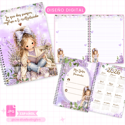 Libreta Vintage Violeta ESPAÑOL - (Archivo Digital)