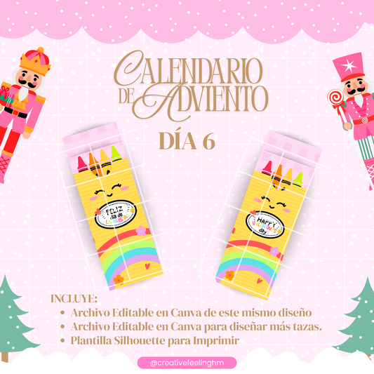 Caja para Crayones para San Valentín EDITABLE Calendario de Adviento- (Archivo Digital)