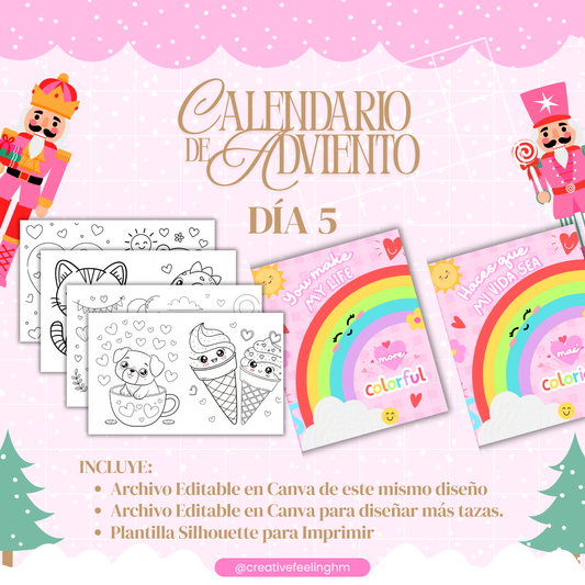 Libro para colorear San Valentín EDITABLE Calendario de Adviento- (Archivo Digital)