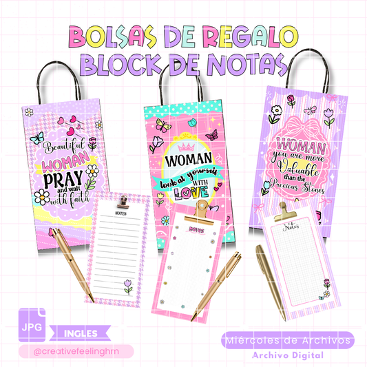 Bolsa de regalo y libreta Día de la Mujer INGLES - (Archivo Digital)