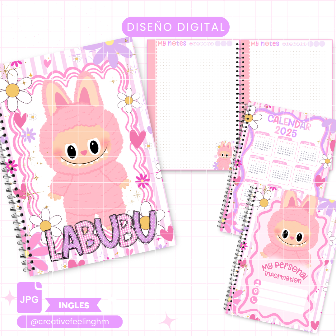 Libreta LabubuCute, Media Carta INGLES- (Archivo Digital)