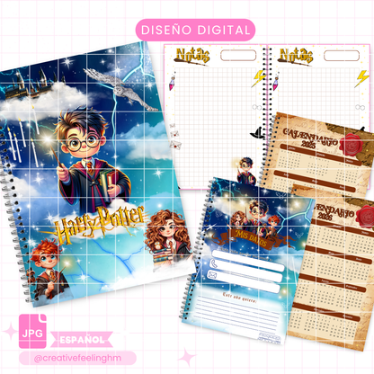 Libreta Harry Potter Media Carta - (Archivo Digital)