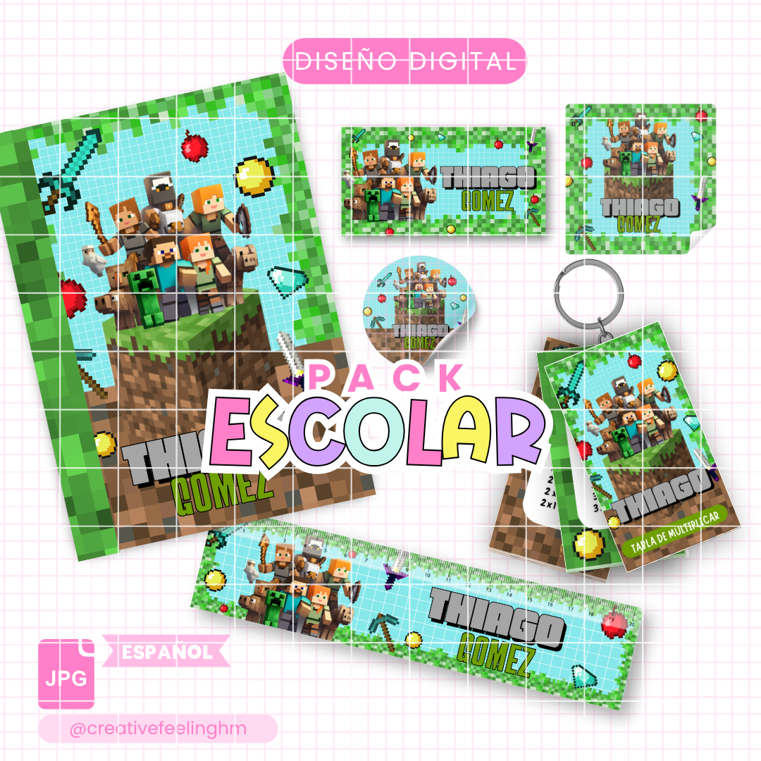 Pack Escolar Minecraft - (Archivo Digital)