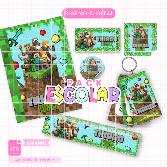 Pack Escolar Minecraft - (Archivo Digital)