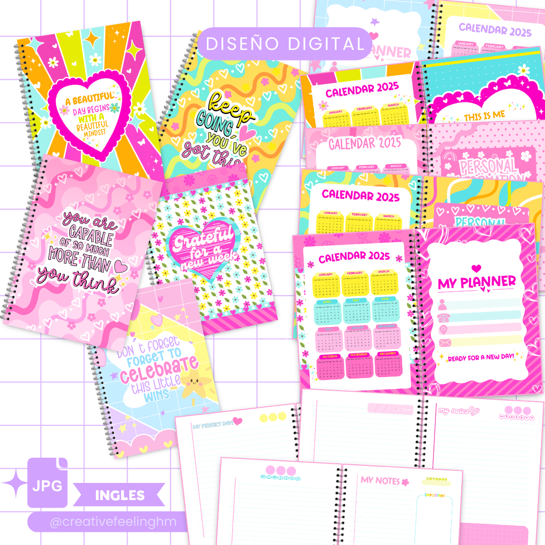 Libretas con frases coloridas INGLES - (Archivo Digital)