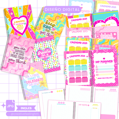 Libretas con frases coloridas INGLES - (Archivo Digital)