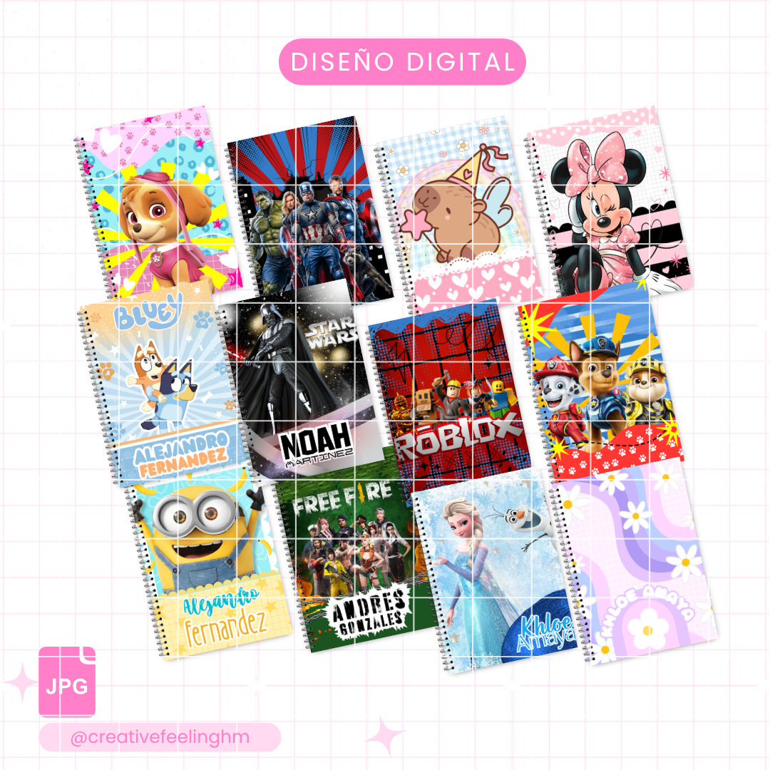 24 Portadas de Cuadernos Escolares - (Archivo Digital)